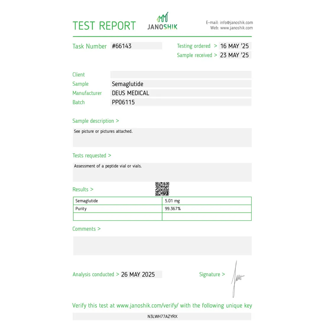 Semaglutid HPLC Test Report