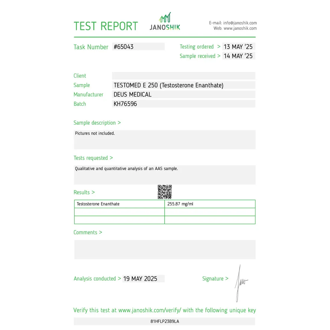Testosteron Enanthat Lab Report